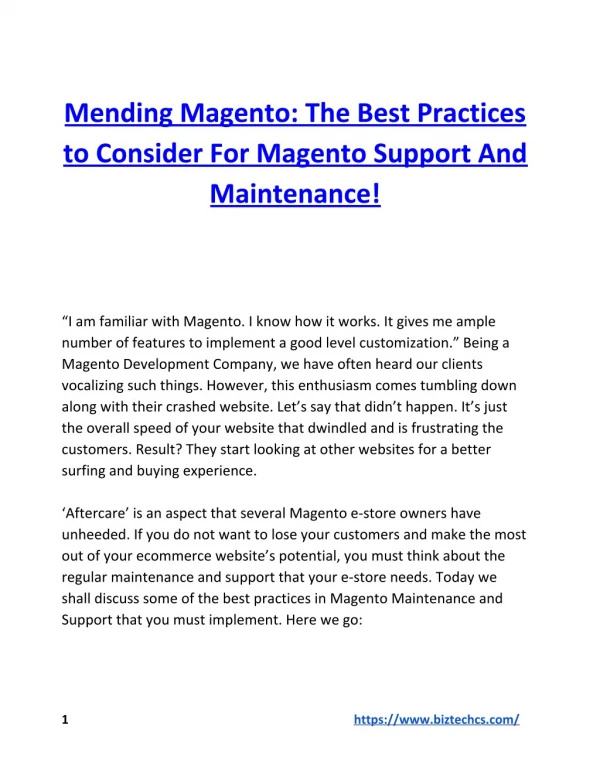 Mending Magento: The Best Practices to Consider For Magento Support And Maintenance!