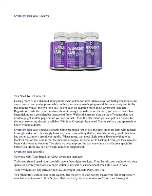 overnight lean keto reviews