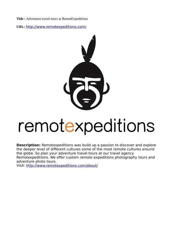 Adventure travel tours at RemotExpeditions