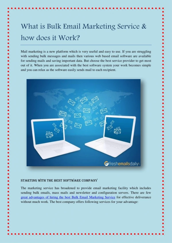 What is Bulk Email Marketing Service & how does it Work?