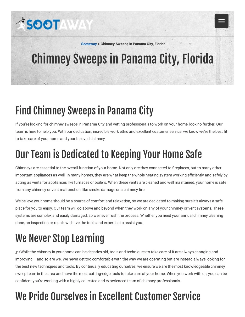 sootaway chimney sweeps in panama city florida