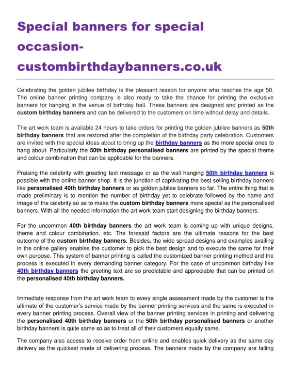 Special banners for special occasion custombirthdaybanners.co.uk