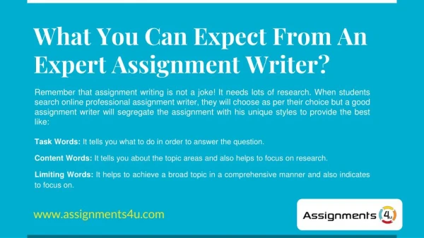 What You Can Expect From An Expert Assignment Writer?