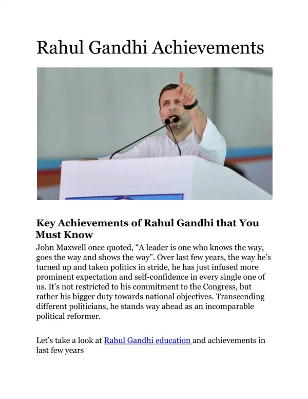 Rahul Gandhi Achievement
