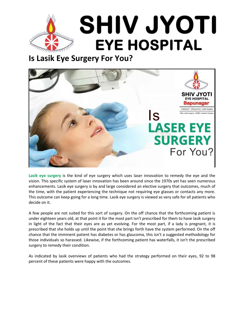 is lasik eye surgery for you