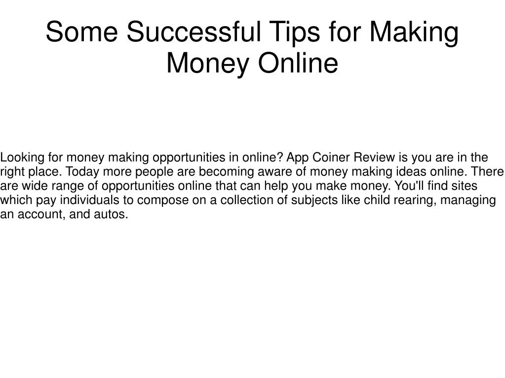 some successful tips for making money online