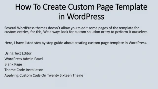 Create a Custom Page Template in WordPress