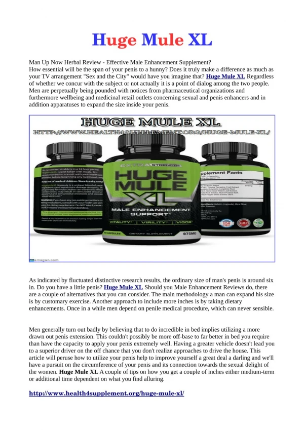 Huge Mule XL: Huge Mule XL Review, Side Effects & Ingredients!