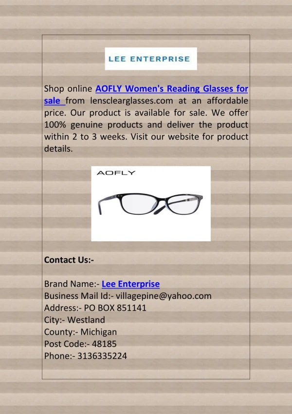 AOFLY Women's Reading Glasses Available for sale