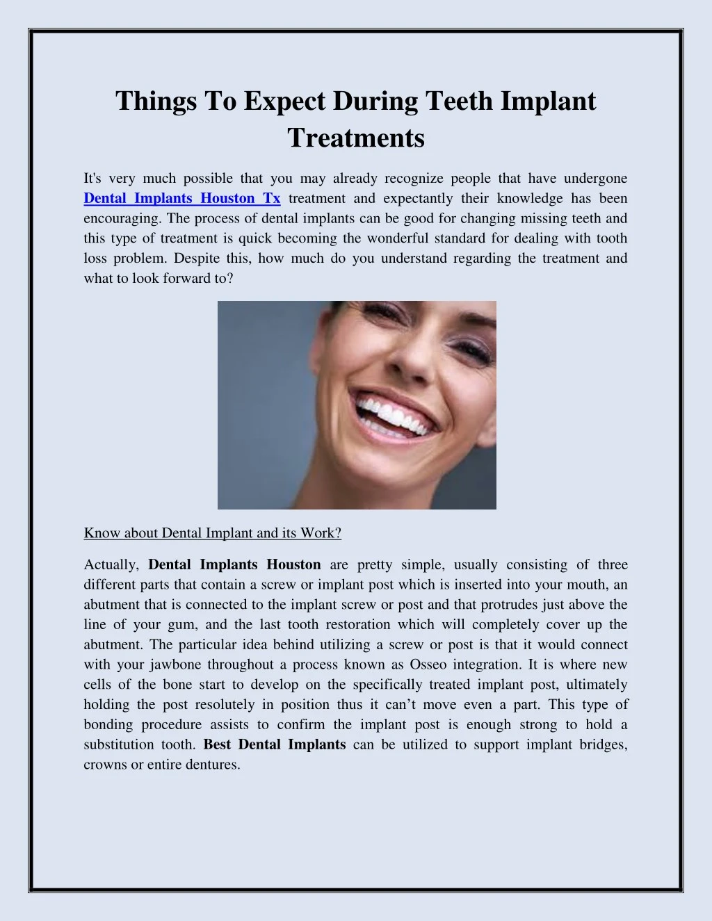 things to expect during teeth implant treatments