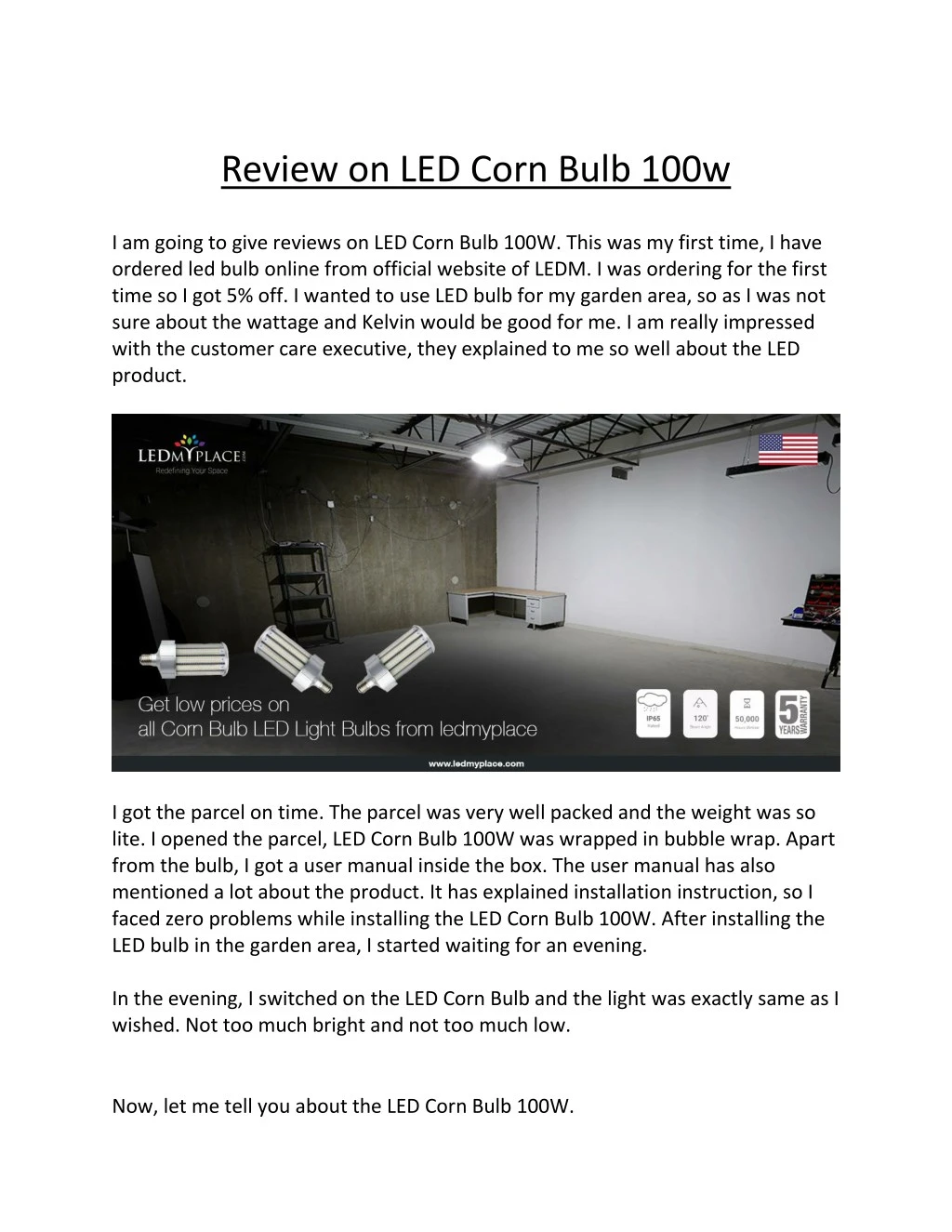 review on led corn bulb 100w