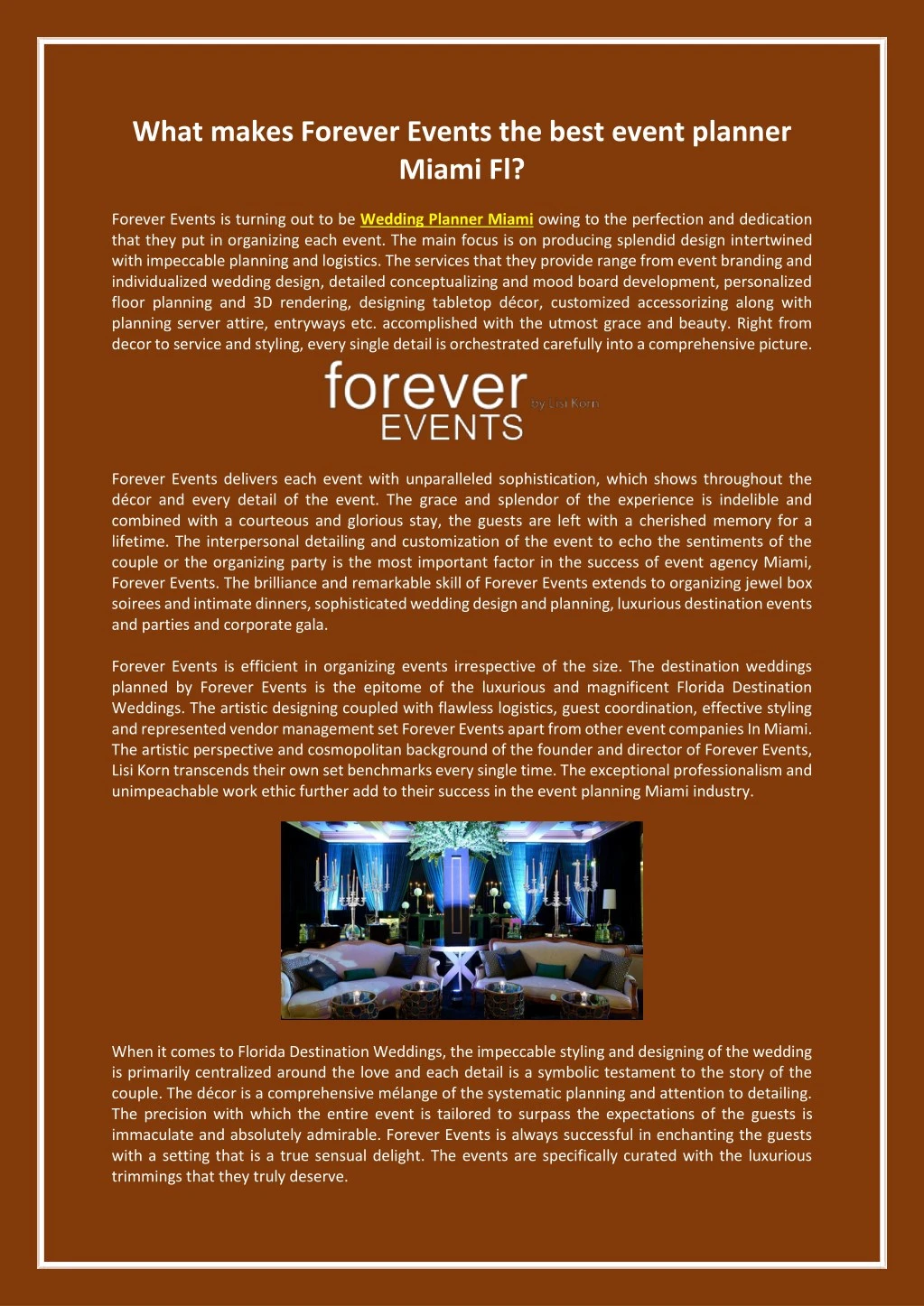 what makes forever events the best event planner