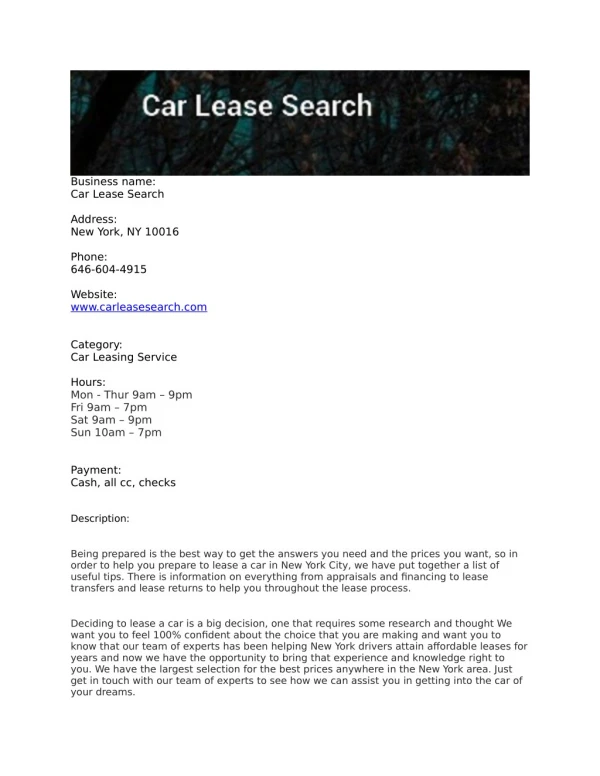 Car Lease Search