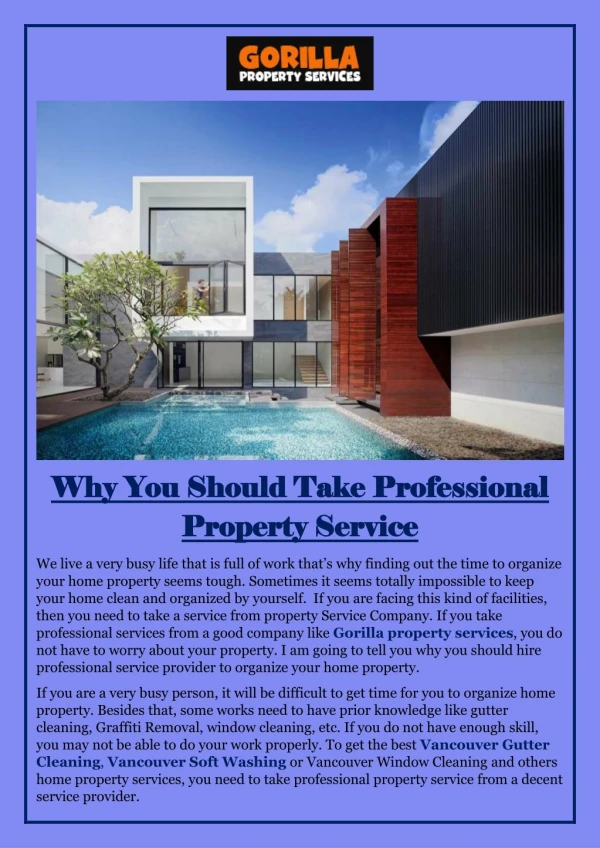 Why You Should Take Professional Property Service