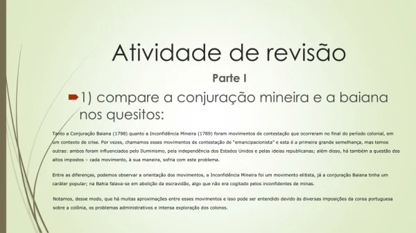atividade de revis o parte i 1 compare a conjura