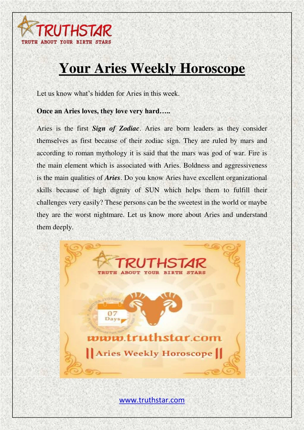 your aries weekly horoscope