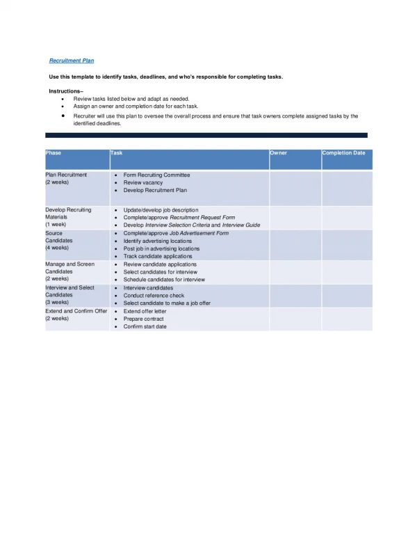 Recruitment Plan Template