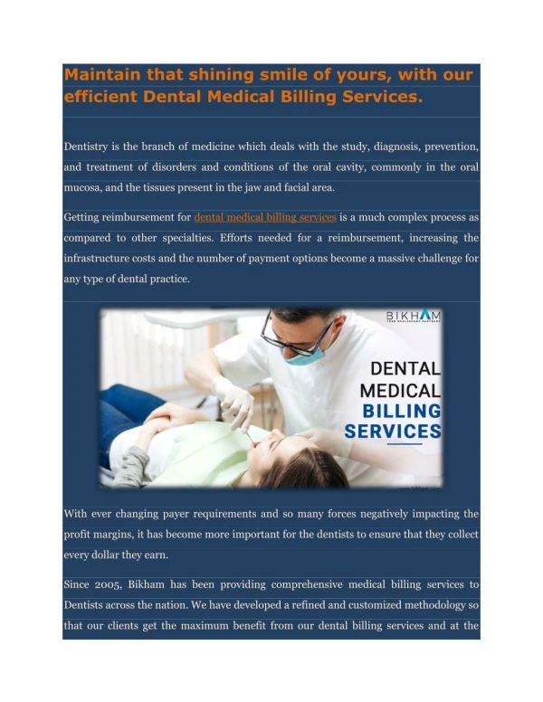 Dental medical billing services