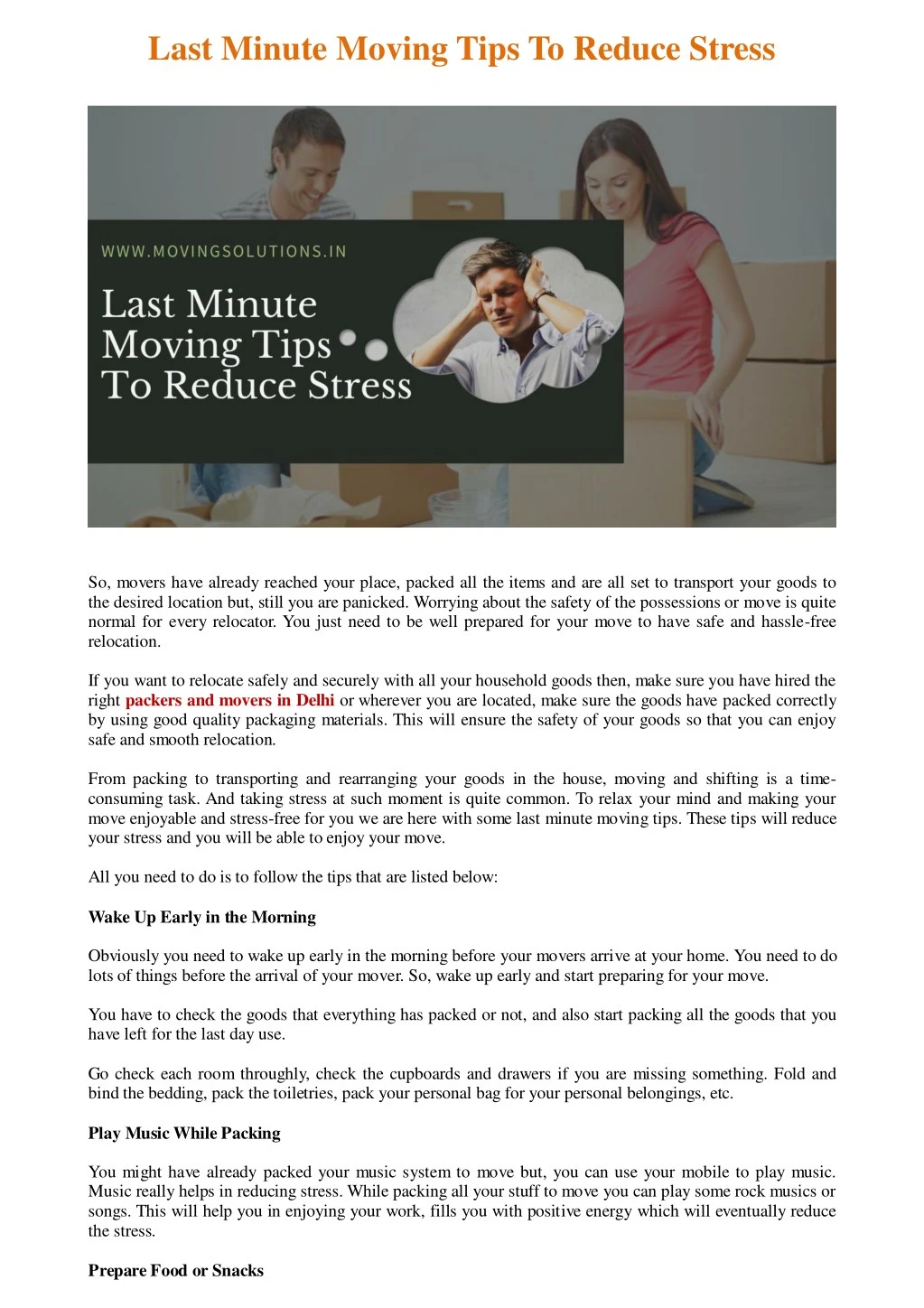last minute moving tips to reduce stress
