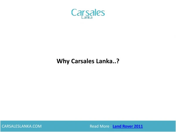 Why Carsales Lanka..?