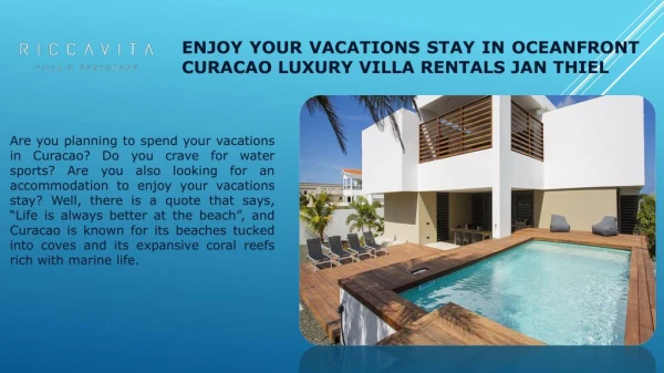 Enjoy your vacations stay in Oceanfront Curacao luxury villa rentals Jan Thiel