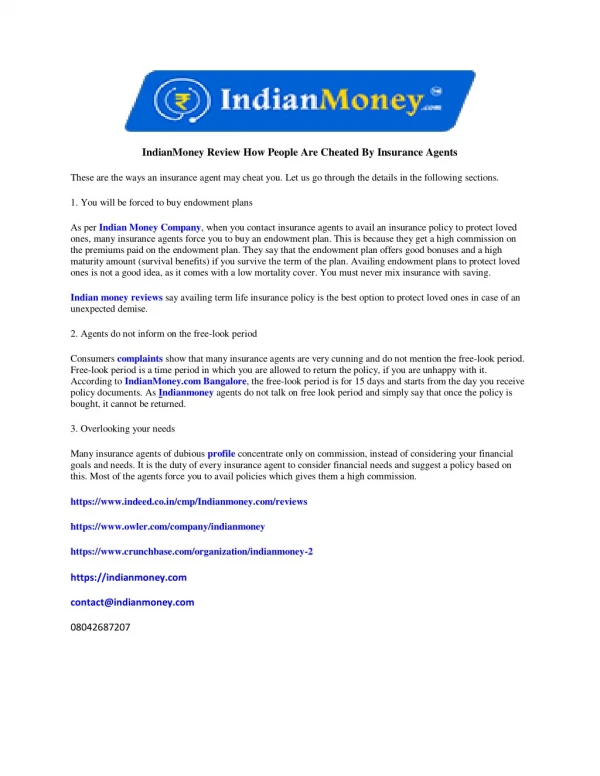 IndianMoney Review How People Are Cheated By Insurance Agents