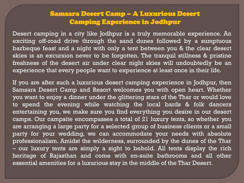 samsara samsara desert camp desert camp
