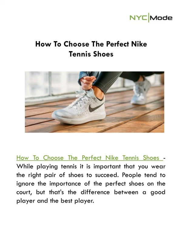 How To Choose The Perfect Nike Tennis Shoes