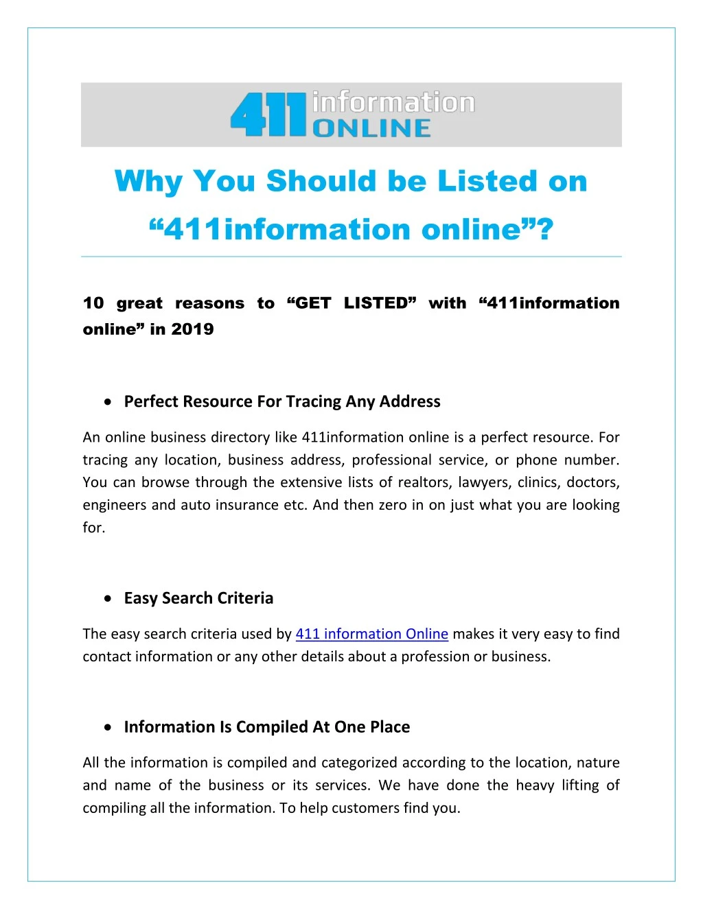 why you should be listed on 411information online