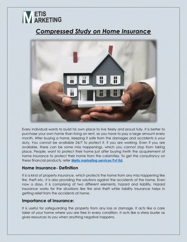 Compressed Study on Home Insurance