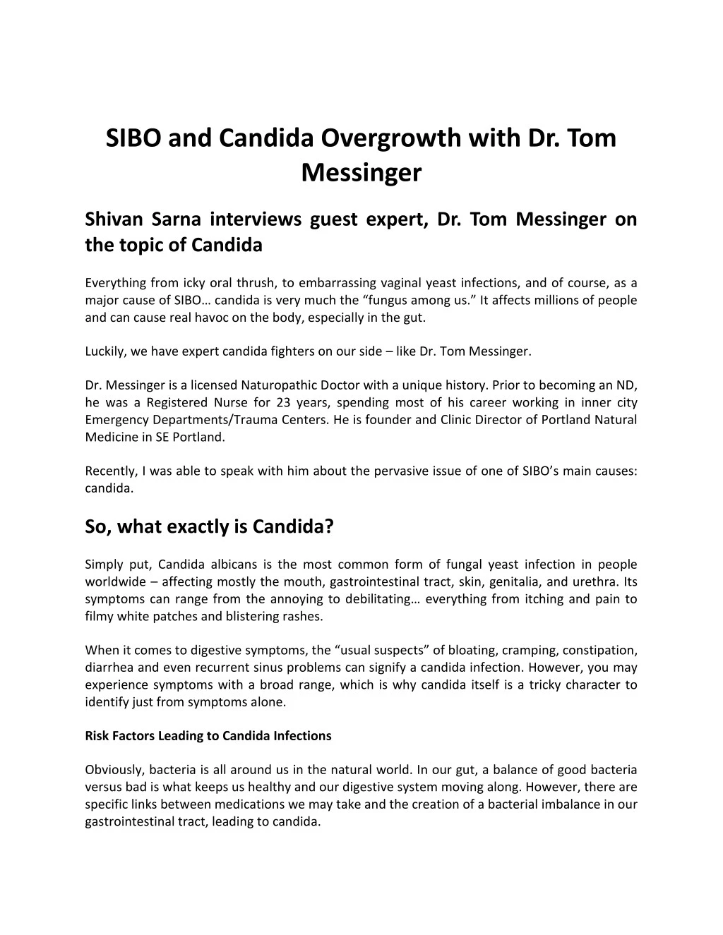 sibo and candida overgrowth with dr tom messinger