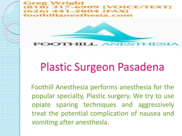 Plastic Surgeon Pasadena
