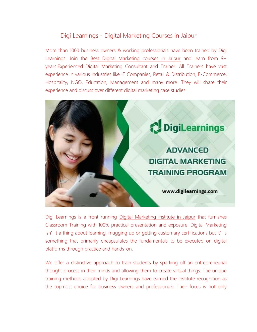 digi learnings digital marketing courses in jaipur