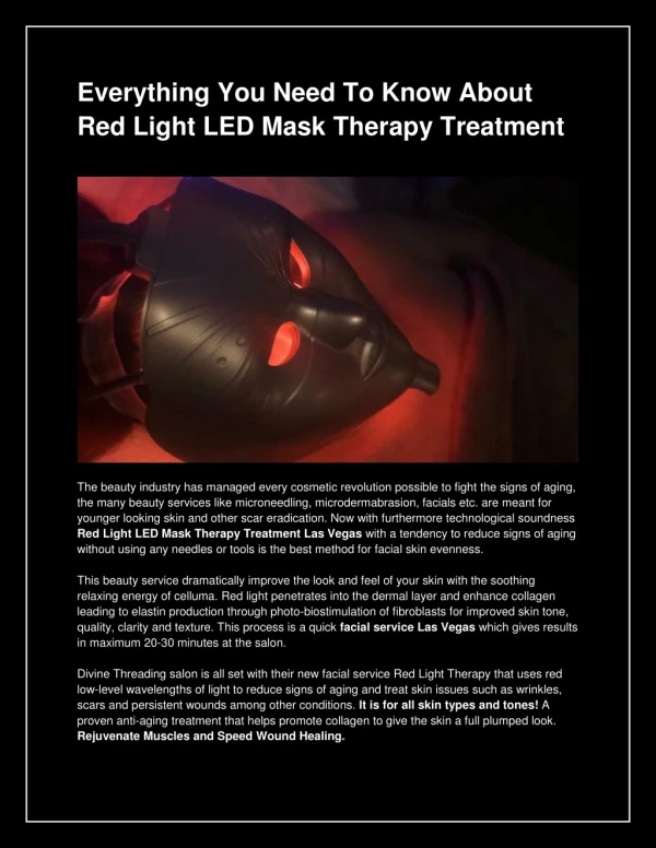 Everything You Need To Know About Red Light LED Mask Therapy Treatment