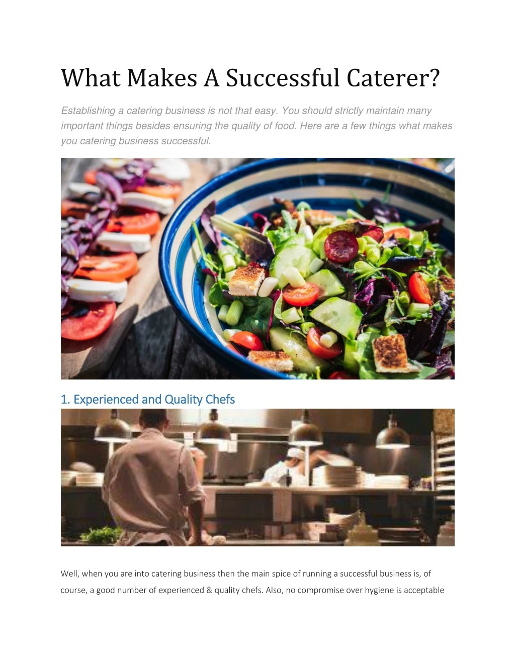 what makes a successful caterer