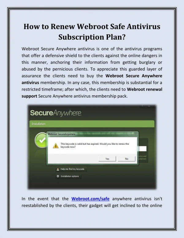 How to Renew Webroot Safe Antivirus Subscription Plan?
