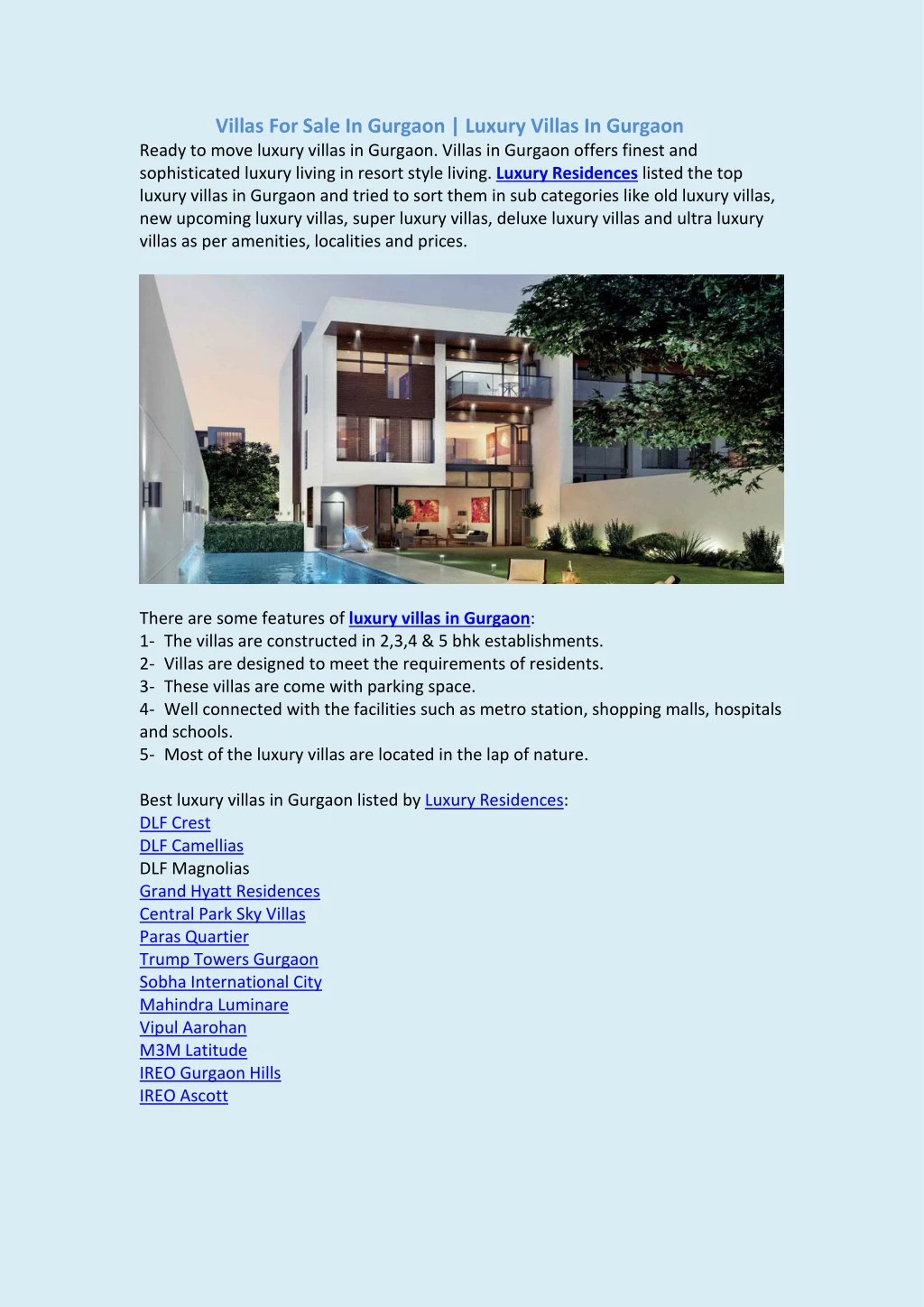 villas for sale in gurgaon luxury villas
