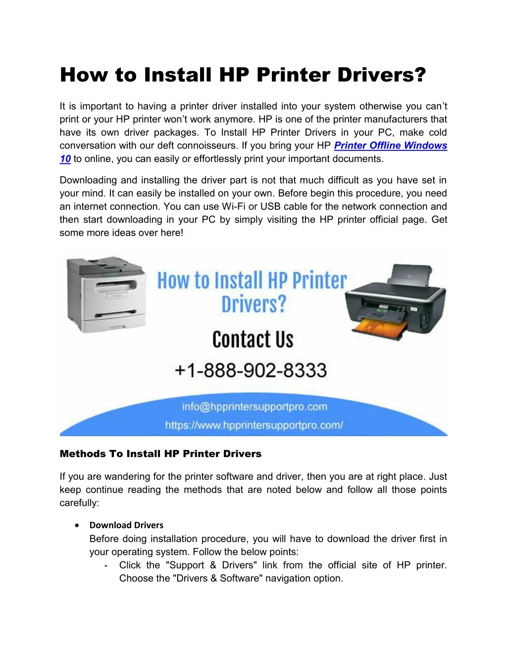 how to install hp printer drivers