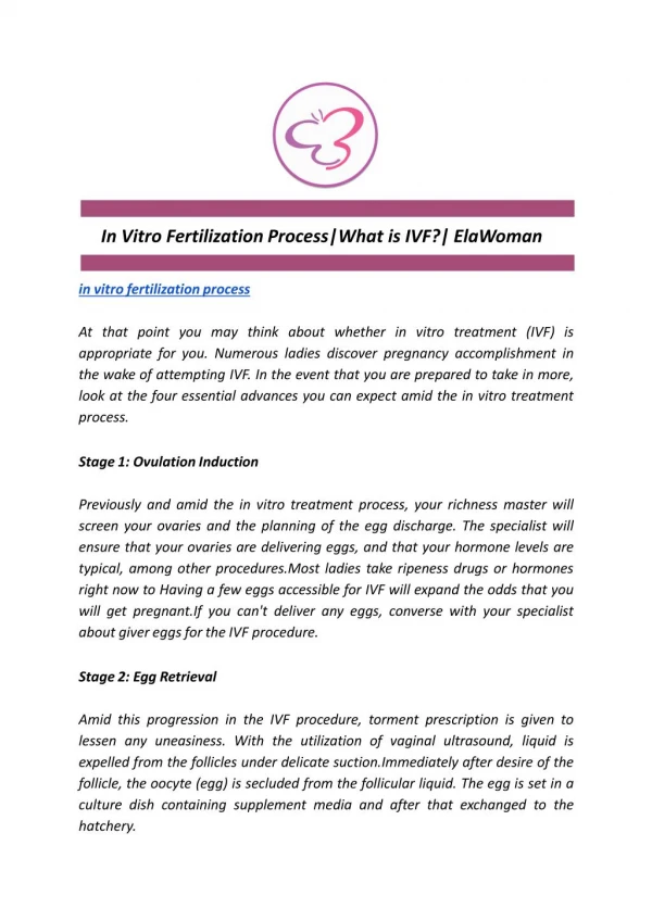 In Vitro Fertilization Process|What is IVF?| ElaWoman