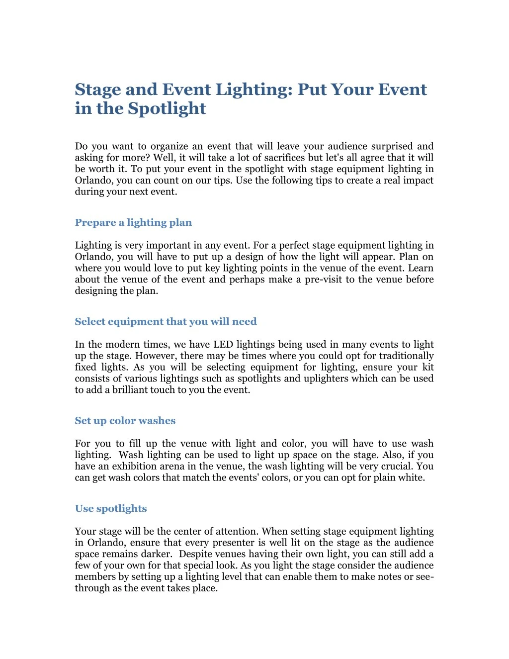 stage and event lighting put your event