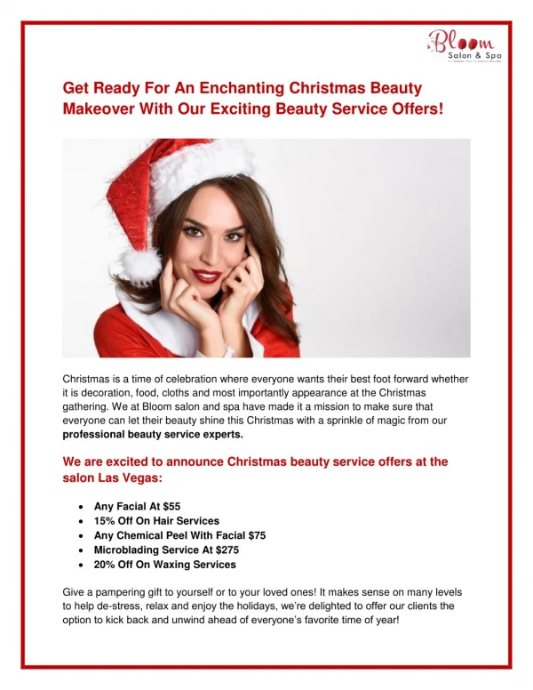 Get Ready For An Enchanting Christmas Beauty Makeover With Our Exciting Beauty Service Offers!