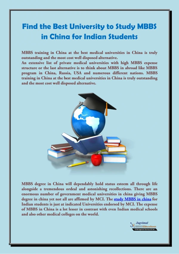 Find the Best University to Study MBBS in China for Indian Students