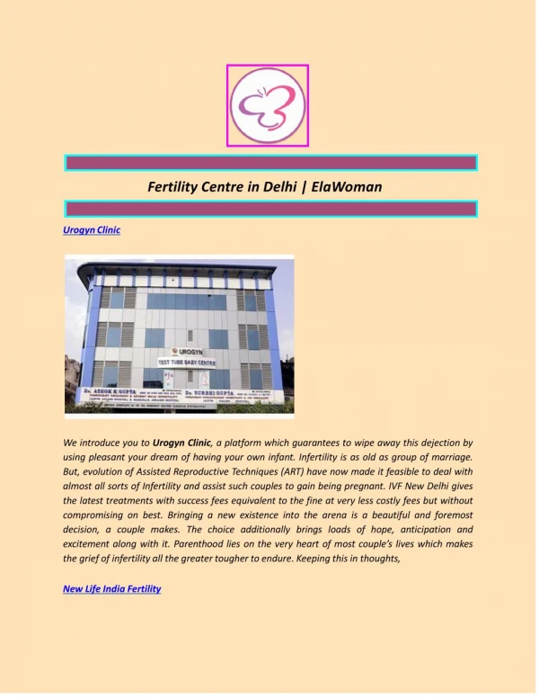 Fertility Centre in Delhi | ElaWoman