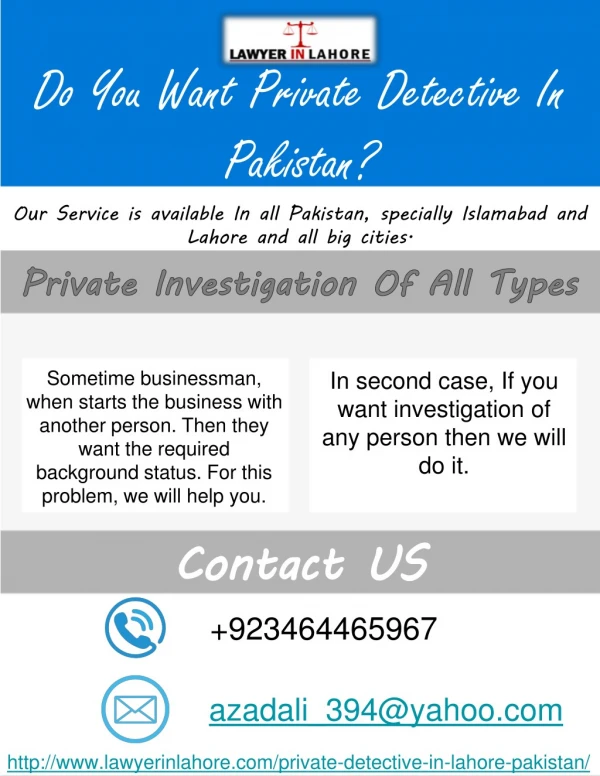Private Detective In Lahore, Pakistan