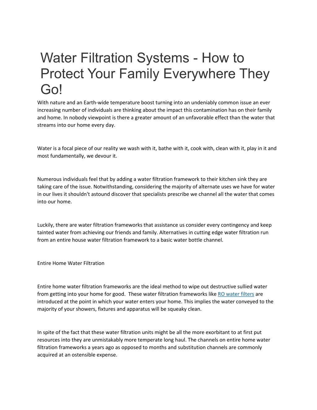 water filtration systems how to protect your