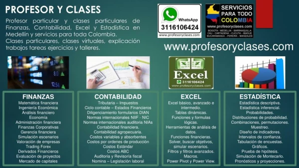 Clases particulares Finanzas Contabilidad Excel Medellin Profesor particular domicilio