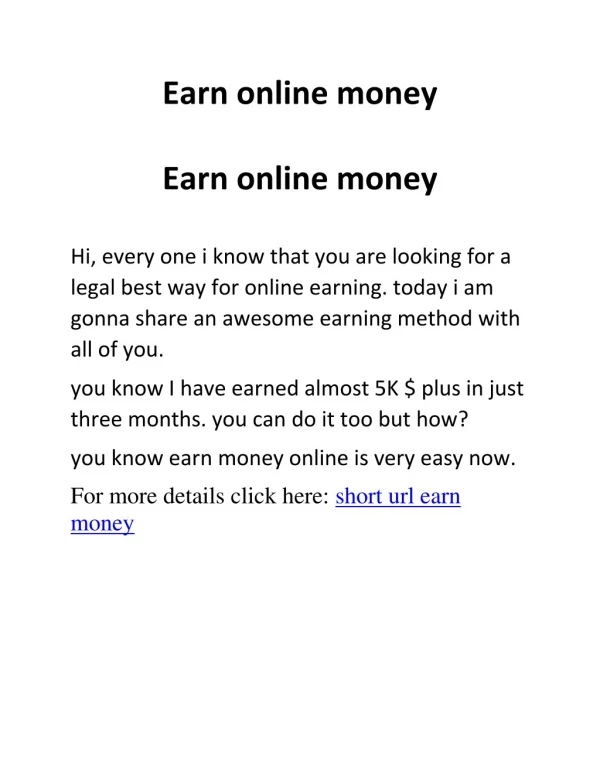 short url earn money