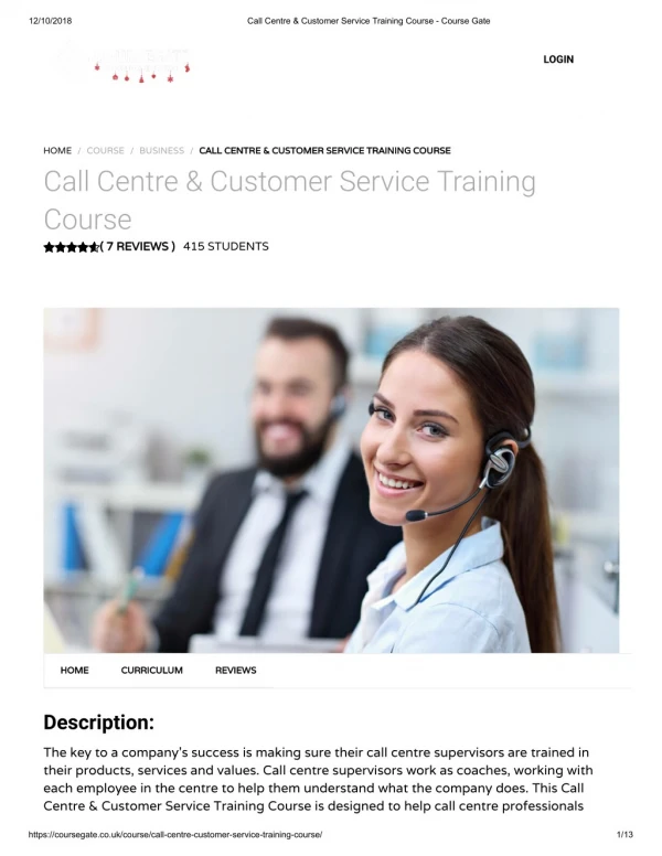 Call Centre & Customer Service Training Course - Course Gate