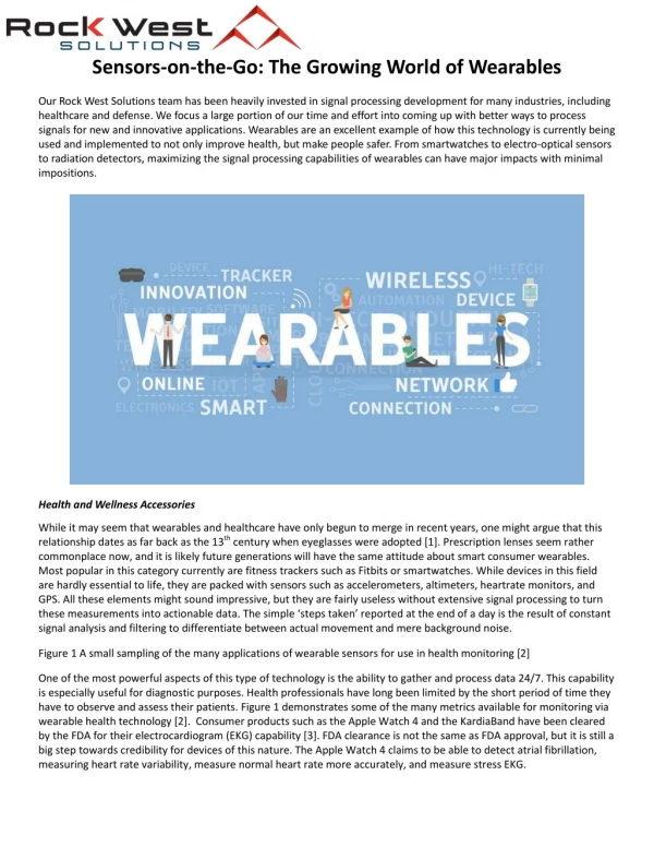 Sensors-on-the-Go: The Growing World of Wearables