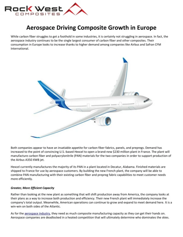 Aerospace Driving Composite Growth in Europe